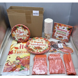189Pcs Thanksgiving Party Supplies Thanksgiving Plates And Napkins Thanksgivi...